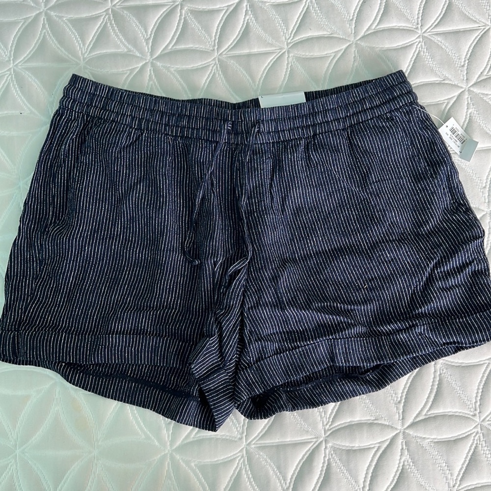 Navy pinstripe shorts